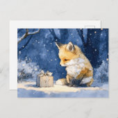 Carte Postale Fox Kit and the Gift Watercolor (Devant / Derrière)