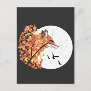 Carte Postale Fox Lover Automne Mois Arbre Animal Forêt Nature
