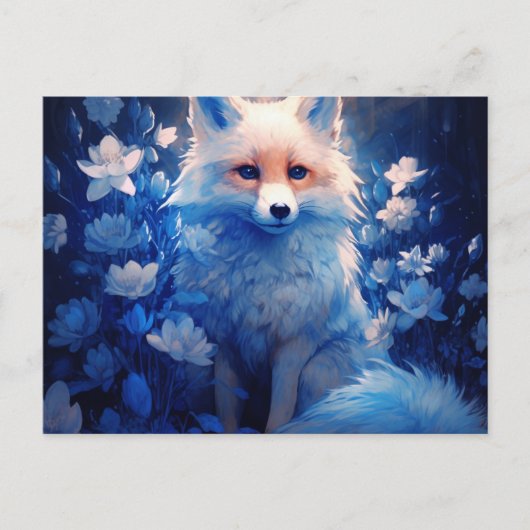 Carte Postale fox lumière bleue (Devant)