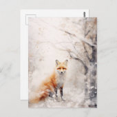Carte postale Fox neige hivernale (Devant / Derrière)