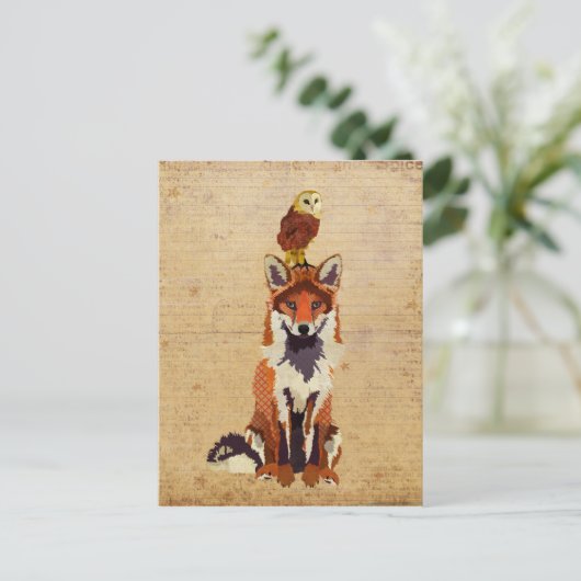 Carte postale FOX & OWL (Debout devant)