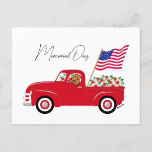 Carte Postale Fox Red Labrador Camion Rouge Memorial Day