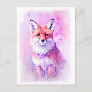 Carte Postale Fox Watercolor Portrait 3