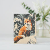 Carte Postale Fox Winter vintage (Debout devant)