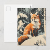 Carte Postale Fox Winter vintage (Devant / Derrière)