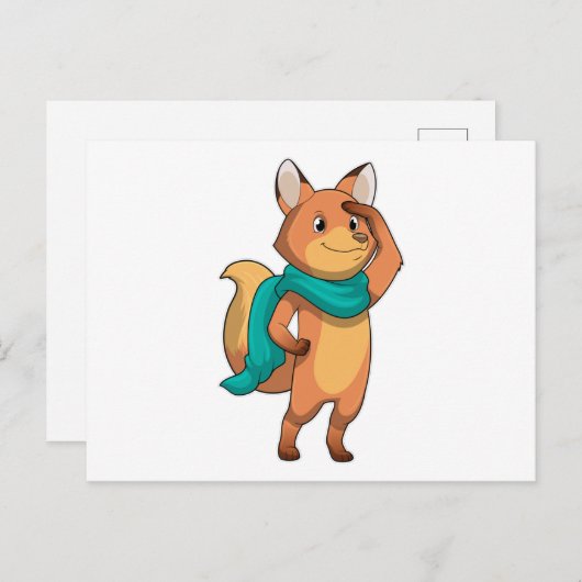 Carte Postale Fox with Scarf (Devant / Derrière)