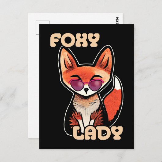 Carte Postale Foxy Lady | Cute Fox (Devant / Derrière)