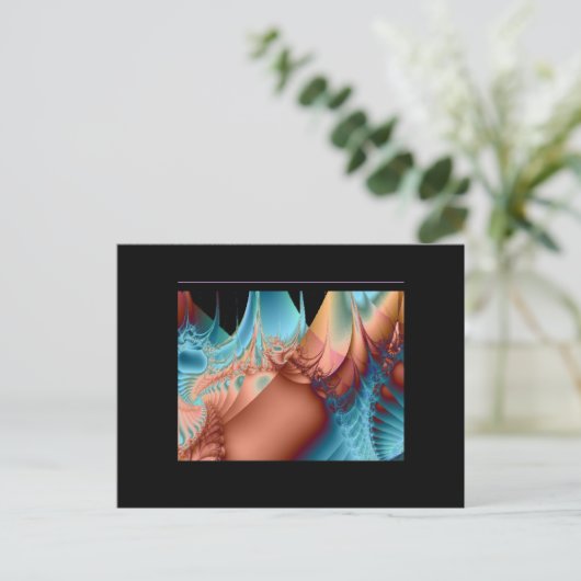 Carte postale Fractal Art Blues & Peach (Debout devant)