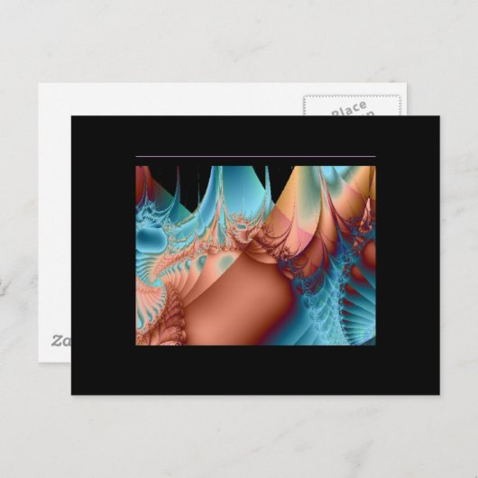 Carte postale Fractal Art Blues & Peach (Devant / Derrière)