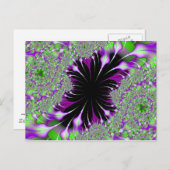 carte postale fractale aux plumes violettes et ver (Devant / Derrière)