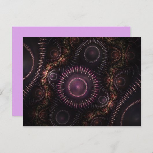 carte postale fractale violette (Devant / Derrière)