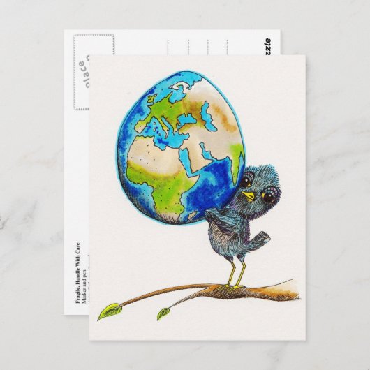 Carte Postale Fragile, Poignée Avec Soin (Devant / Derrière)