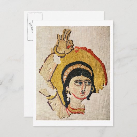Carte Postale Fragment d'une tapisserie représentant la tête d'u (Devant / Derrière)