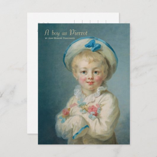 Carte Postale Fragonard Un garçon en tant que Pierrot CC1070 Por (Devant / Derrière)