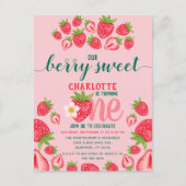 Carte Postale Fraise 1er Anniversaire Fête Berry Sweet Rose (Devant)