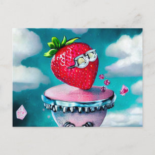 Carte Postale Fraise avec lunettes de soleil