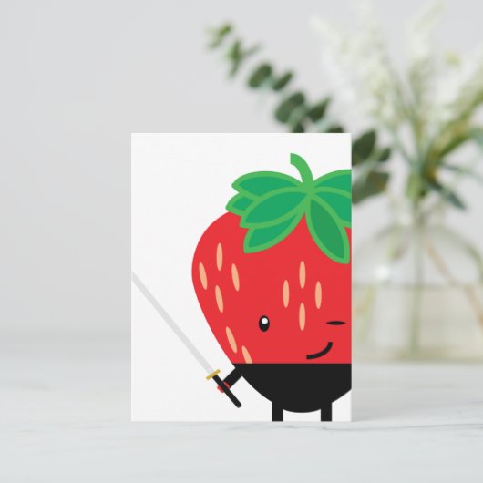Carte Postale Fraise-Ninja (Debout devant)