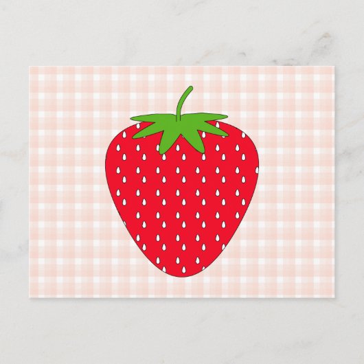 Carte Postale Fraise rouge sur En vichy Check. (Devant)