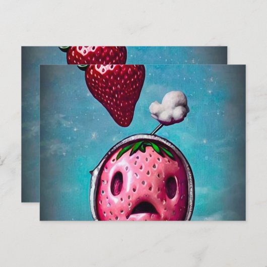 Carte Postale Fraise surprise (Devant / Derrière)