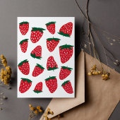 Carte Postale Fraises d'été bio - rouge et vert