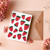 Carte Postale Fraises d'été bio - rouge et vert