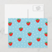 Carte Postale Fraises et bleu Pois (Devant / Derrière)