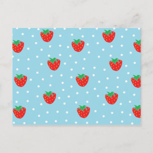 Carte Postale Fraises et bleu Pois