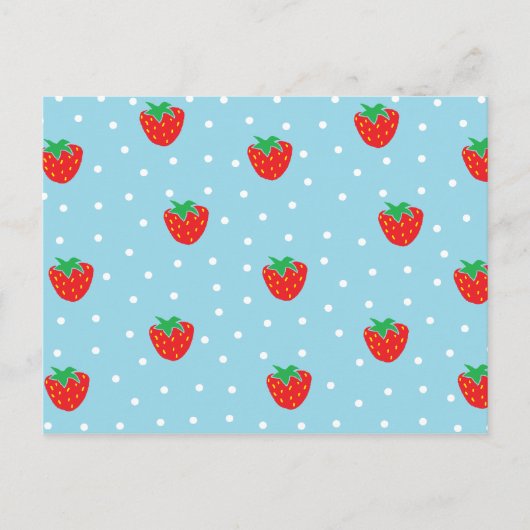 Carte Postale Fraises et bleu Pois (Devant)