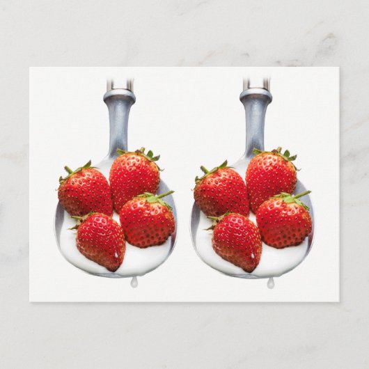 Carte Postale Fraises et crème. (Devant)