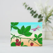 Carte Postale Fraises et libellules (Debout devant)