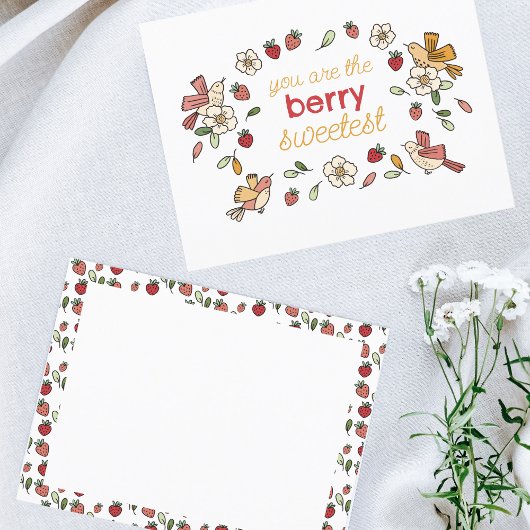 Carte Postale Fraises et oiseaux Berry doux