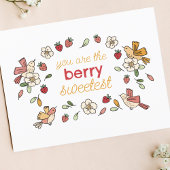 Carte Postale Fraises et oiseaux Berry doux