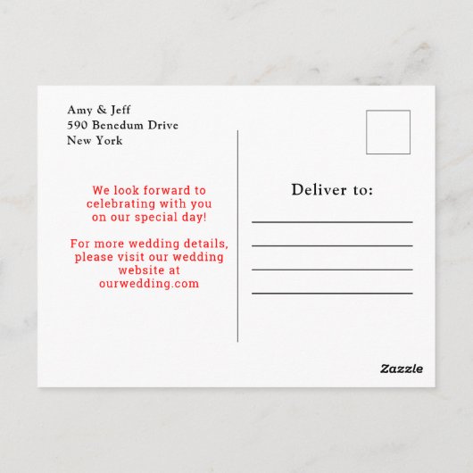 Carte Postale Fraises et pâtisseries Mariage Enregistrer la date (Dos)