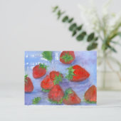 Carte Postale Fraises fraîches Aquarelle Peinture de fruits (Debout devant)
