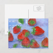 Carte Postale Fraises fraîches Aquarelle Peinture de fruits (Devant / Derrière)