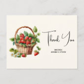 Carte Postale Fraises fraîches dans un panier en osier Merci (Devant)