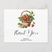 Carte Postale Fraises fraîches dans un panier en osier Merci (Devant)
