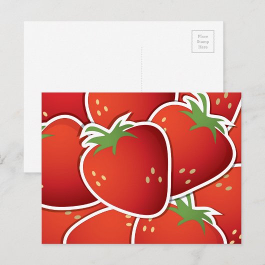Carte Postale Fraises funky (Devant / Derrière)