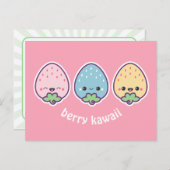 Carte Postale Fraises Kawaii Pastel (Devant / Derrière)