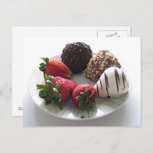 Carte Postale Fraises recouvertes de chocolat (Devant / Derrière)