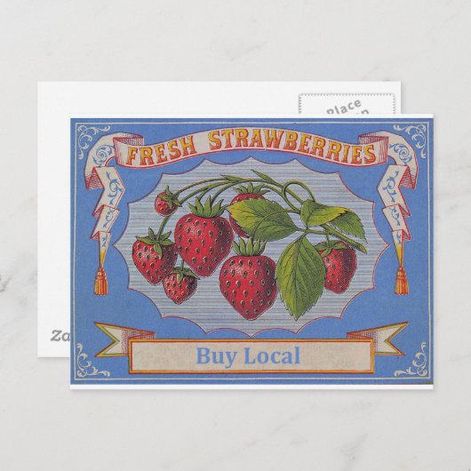 Carte Postale fraises vintages (Devant / Derrière)