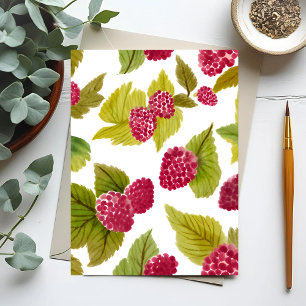 Carte Postale Framboises Rouges Aquarelle Fruits Peints