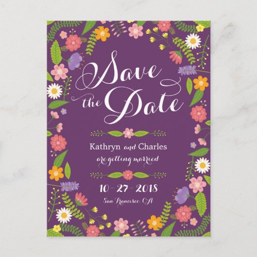 Carte Postale Frame Florale en fleurs Mariage rustique du jardin (Devant)