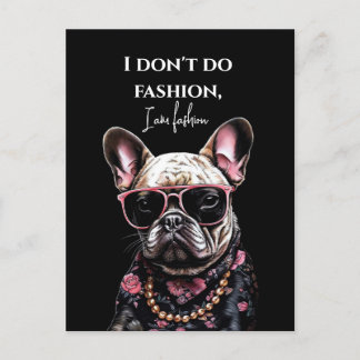 Carte Postale Français bulldog en chemise hawaïenne et lunettes