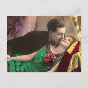 Carte Postale Français Romantique Amour Couple Vintage