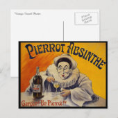 Carte Postale Français vintage Pierrot Absinthe Publicité (Devant / Derrière)