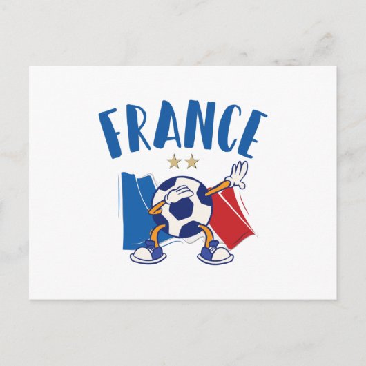 Carte Postale France Dabbing Soccer Ball Flag 2 stars (Devant)