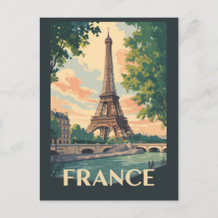 Carte Postale France Eiffel Tour Travel Art Vintage