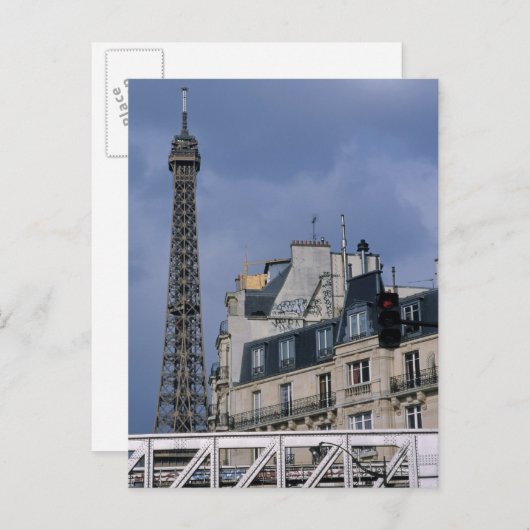 Carte Postale France, Paris, Tour Eiffel derrière le métro (Devant / Derrière)