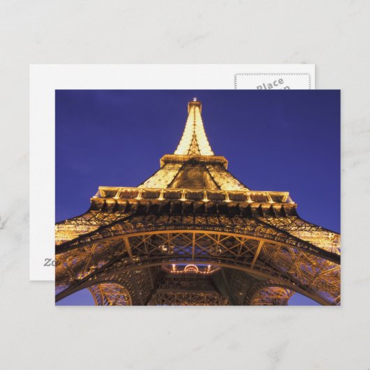 Carte Postale FRANCE, Paris Tour Eiffel, vue du soir (Devant / Derrière)